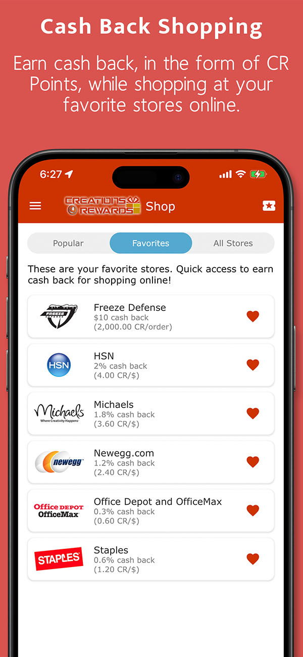 Earn cash back shopping online through CreationsRewards