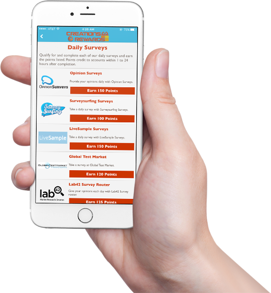 CreationsRewards Mobile App Surveys