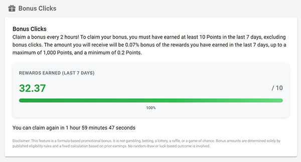 Bonus Points Every 2 Hours